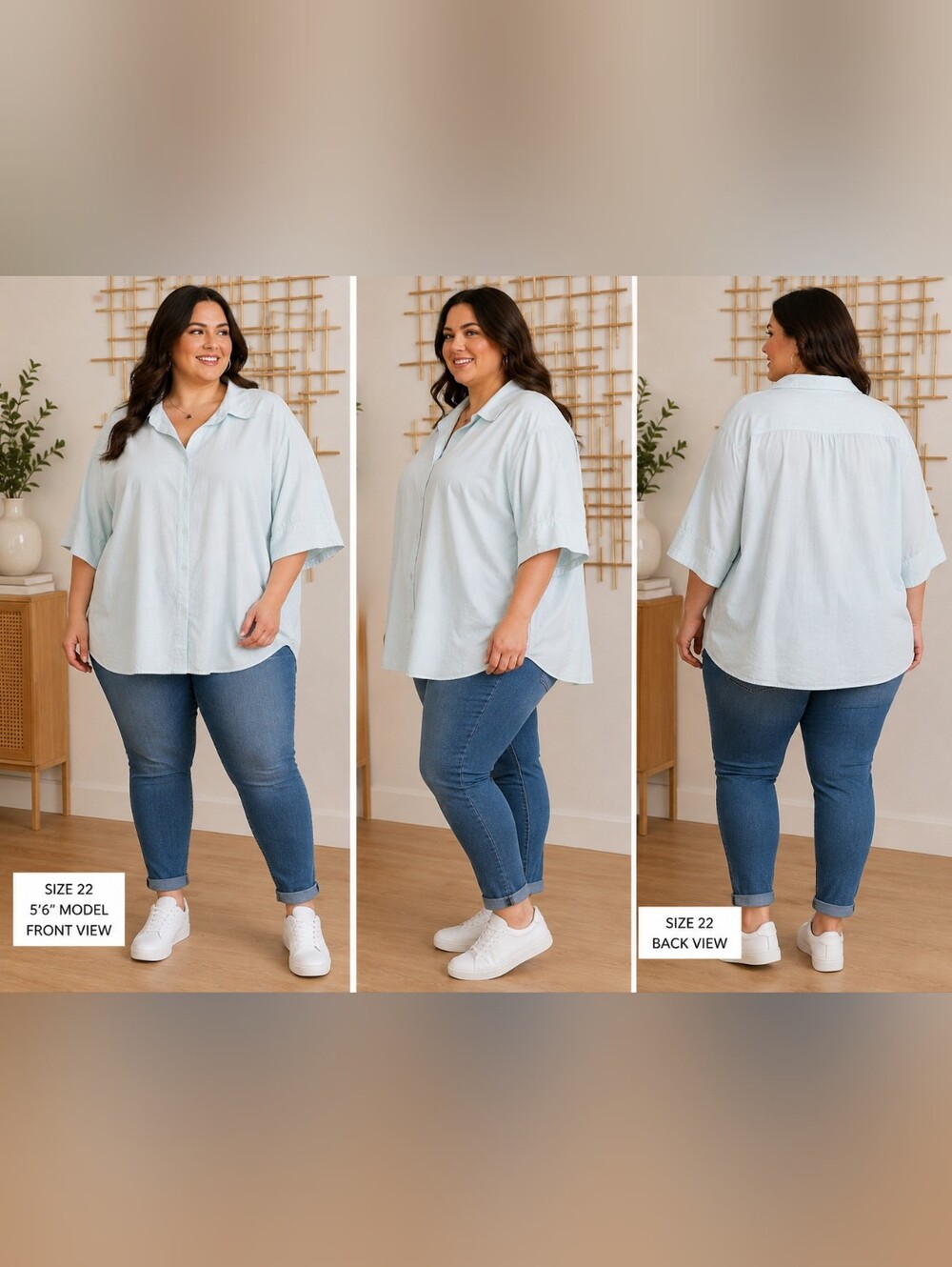 22/24 Lane Bryant Light Blue Short Sleeve Button-Down Shirt